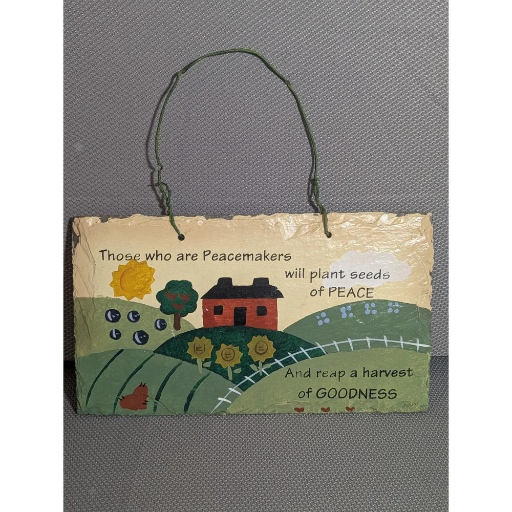 Plain Jane Handcrafted Slate Wall Art  Peacemakers Landscape Country